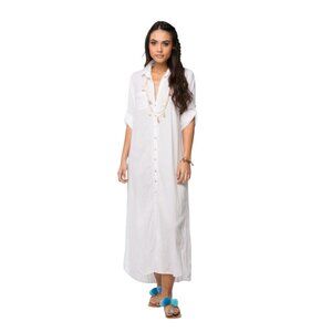Subtle Luxury Maxi Boyfriend Shirt Dress Womens Medium Large White Long Sleeve